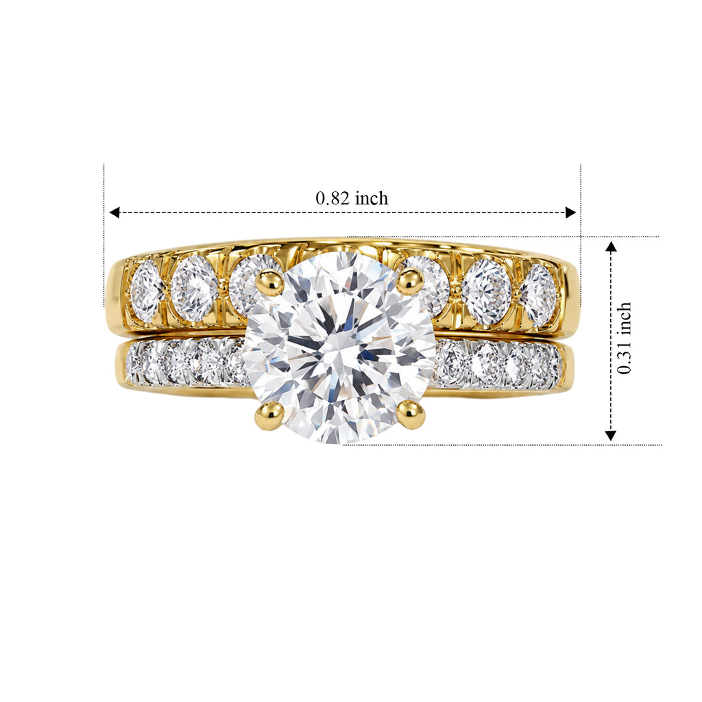 Set of 2 - D'Joy Moissanite Stackable Ring in Yellow Gold Plated Sterling Silver 2.80 Ct._4535322_5