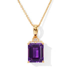 Luxuriant - AAA Zambian Amethyst & Lab Grown Diamond (SI/G-H) Pendant with Chain (Size 20) in 18K Vermeil Yellow Gold Plated Sterling Silver 3.40 Ct._4535659