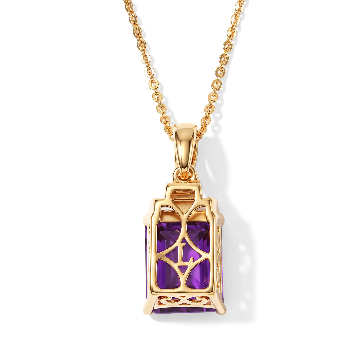 Luxuriant - AAA Zambian Amethyst &amp; Lab Grown Diamond (SI-G-H) Pendant with Chain (Size 20) in 18K Vermeil Yellow Gold Plated Sterling Silver 3.40 Ct. 4535659 4