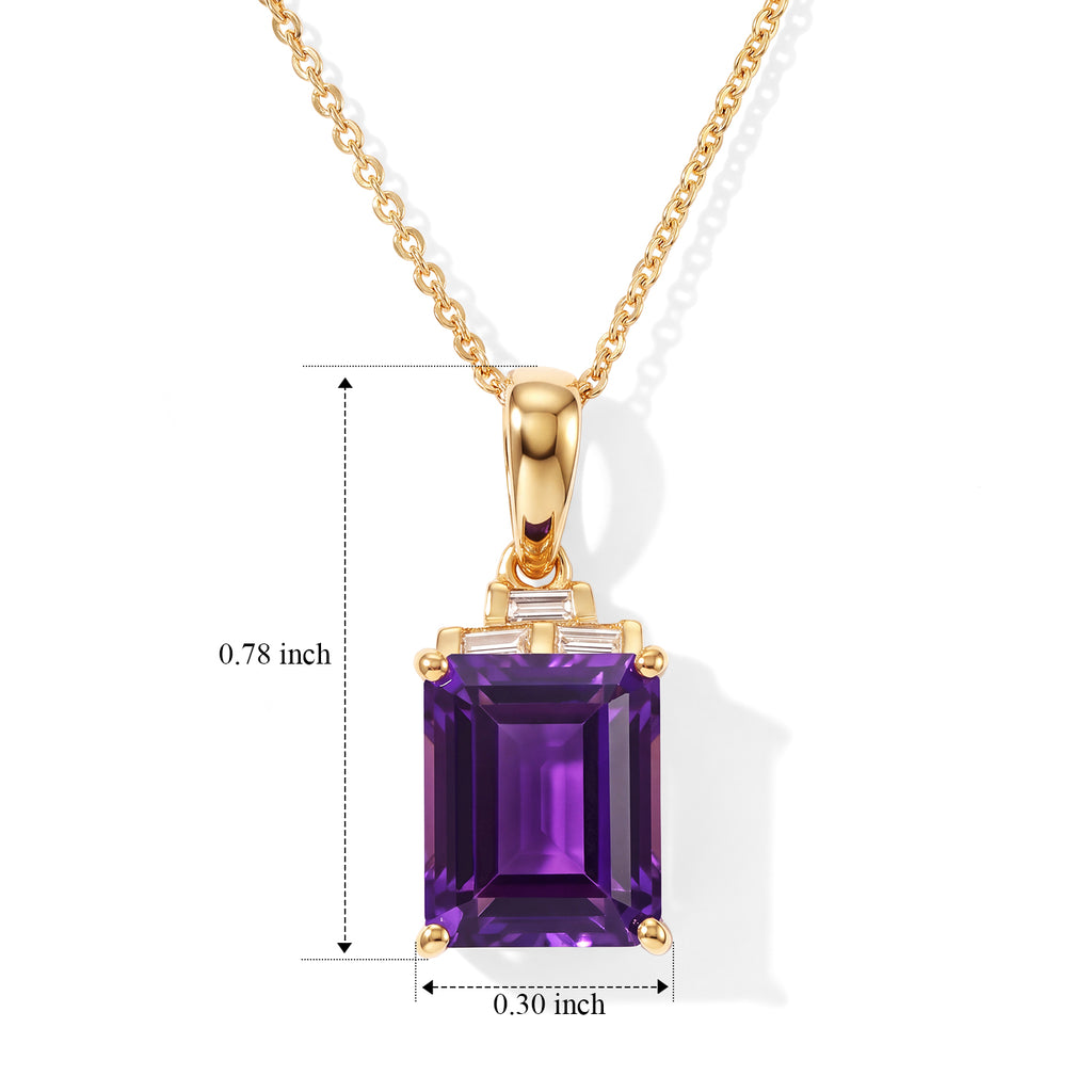 Luxuriant - AAA Zambian Amethyst & Lab Grown Diamond (SI/G-H) Pendant with Chain (Size 20) in 18K Vermeil Yellow Gold Plated Sterling Silver 3.40 Ct._4535659_5