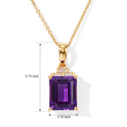 Luxuriant - AAA Zambian Amethyst & Lab Grown Diamond (SI/G-H) Pendant with Chain (Size 20) in 18K Vermeil Yellow Gold Plated Sterling Silver 3.40 Ct._4535659_5