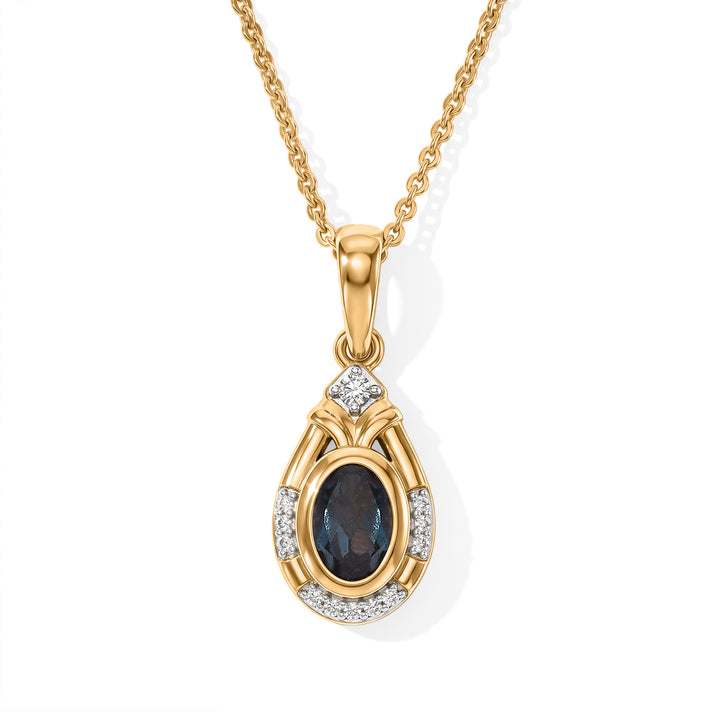 Luxuriant - Lab Grown Alexandrite &amp; White Zircon Pendant with Chain (Size 20) in Yellow Gold Plated Sterling Silver 4537463 1