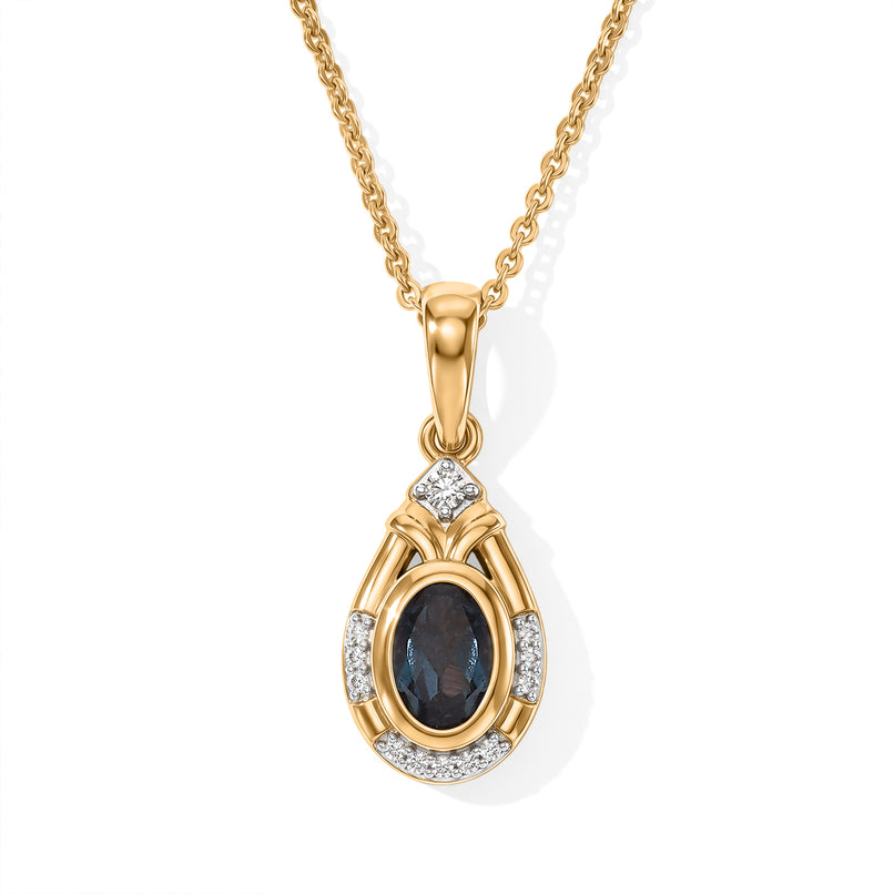 Luxuriant - Lab Grown Alexandrite & White Zircon Pendant with Chain (Size 20) in Yellow Gold Plated Sterling Silver_4537463