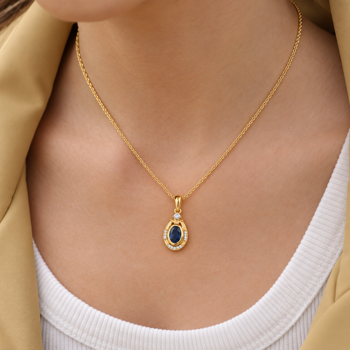 Luxuriant - Lab Grown Alexandrite &amp; White Zircon Pendant with Chain (Size 20) in Yellow Gold Plated Sterling Silver 4537463 3