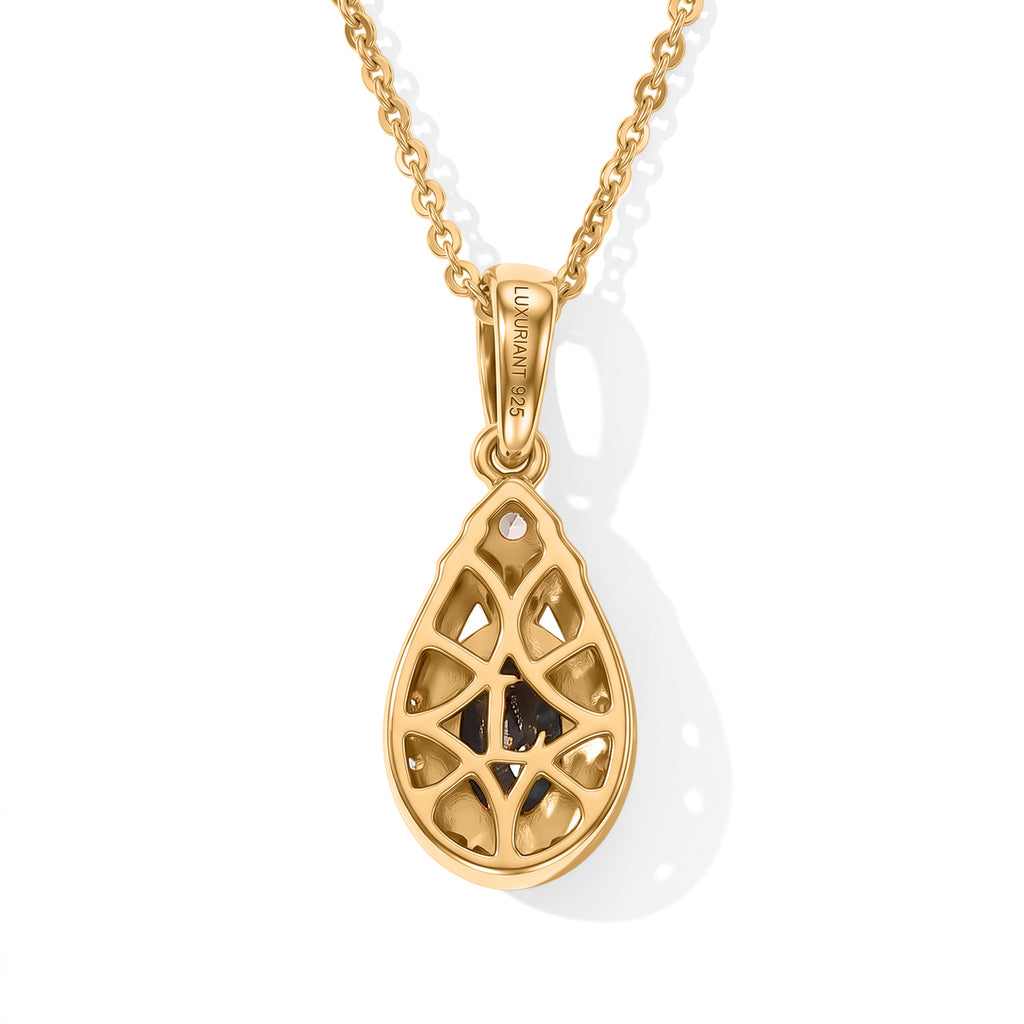 Luxuriant - Lab Grown Alexandrite & White Zircon Pendant with Chain (Size 20) in Yellow Gold Plated Sterling Silver_4537463_4