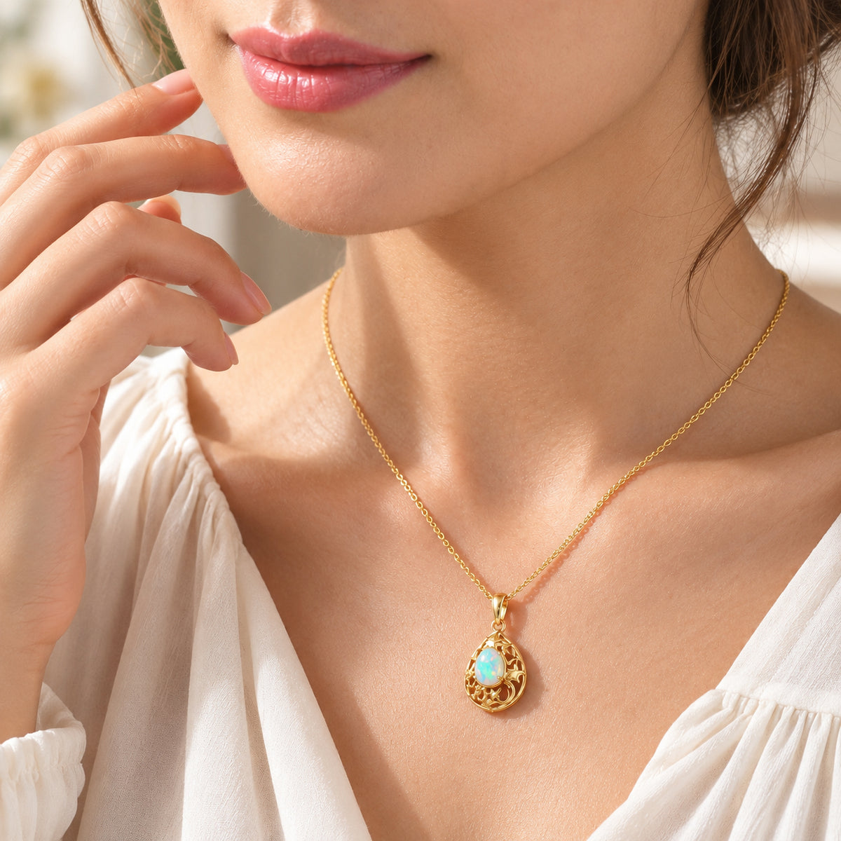 Ethiopian Opal Pendant with Chain (Size 20) Mix Metal  0.500  Ct. 4537573 2