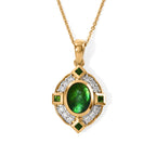 D'Joy - Ammolite, White Zircon & Natural Chrome Diopside Pendant with Chain (Size 20) in 18K Vermeil Yellow Gold Plated Sterling Silver 2.45 Ct._4537801
