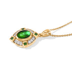 D'Joy - Ammolite, White Zircon & Natural Chrome Diopside Pendant with Chain (Size 20) in 18K Vermeil Yellow Gold Plated Sterling Silver 2.45 Ct._4537801_3