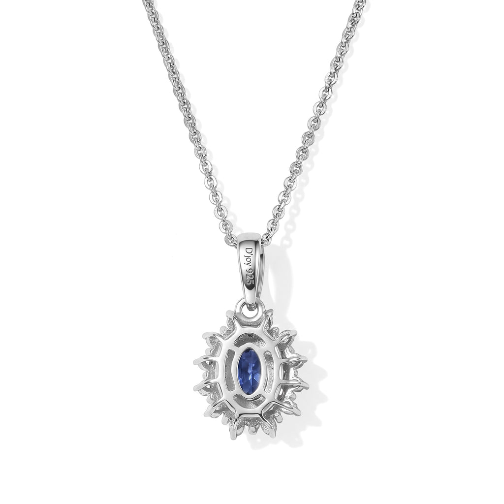 D'Joy - Tanzanite & White Zircon Halo Pendant with Chain (Size 20) in Platinum Overlay Sterling Silver_4537807_4