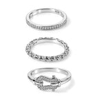 Set of 3 -  White Diamond,  Kanchanaburi Blue Sapphire Stackable Ring in Rhodium Overlay Sterling Silver 0.06 ct  Silver Wt. 6 Gms  0.233  Ct._4537941