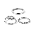 Set of 3 -  White Diamond  Kanchanaburi Blue Sapphire Stackable Ring in Rhodium Overlay Sterling Silver 0.06 ct  Silver Wt. 6 Gms  0.233  Ct._4537942_6