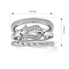 Set of 3 -  White Diamond  Kanchanaburi Blue Sapphire Stackable Ring in Rhodium Overlay Sterling Silver 0.06 ct  Silver Wt. 6 Gms  0.233  Ct._4537942_7