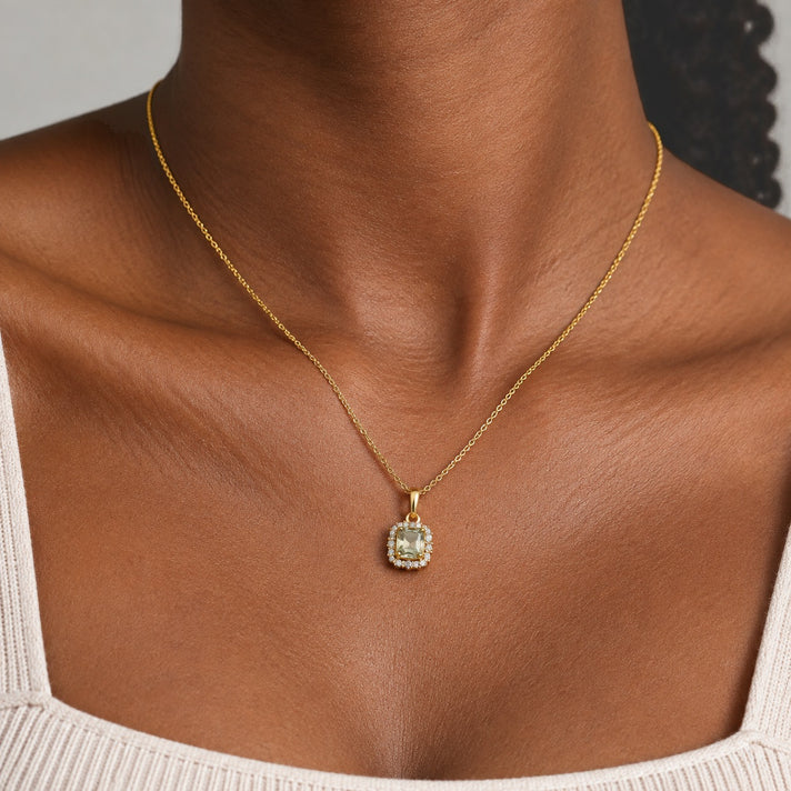 AAA Natural Turkizite (1.24 Ct) &amp; Grown Diamond (SI-G-H) Pendant with Chain (Size 20) in 18K Gold Vermeil Sterling Silver 1.40 Ct 4538580 2