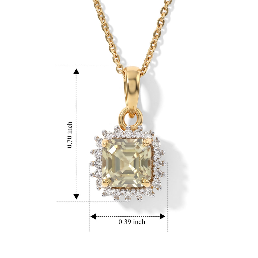 Luxuriant - AAA Turkizite & Lab Grown Diamond (SI/G-H) Halo Pendant with Chain (Size 20) in 18K Vermeil Yellow Gold Plated Sterling Silver 1.40 Ct._4538580_5