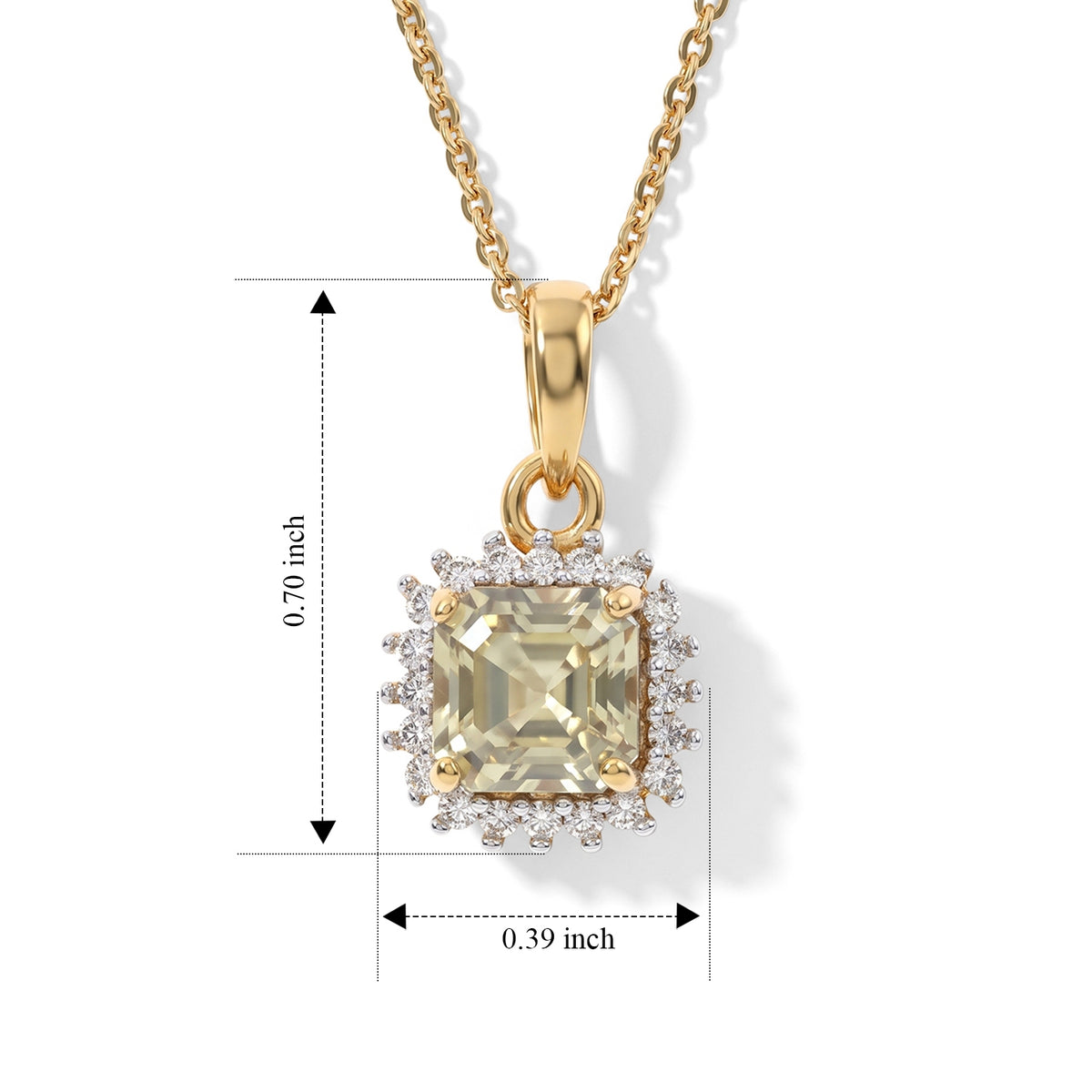 Luxuriant - AAA Turkizite &amp; Lab Grown Diamond (SI-G-H) Halo Pendant with Chain (Size 20) in 18K Vermeil Yellow Gold Plated Sterling Silver 1.40 Ct. 4538580 5
