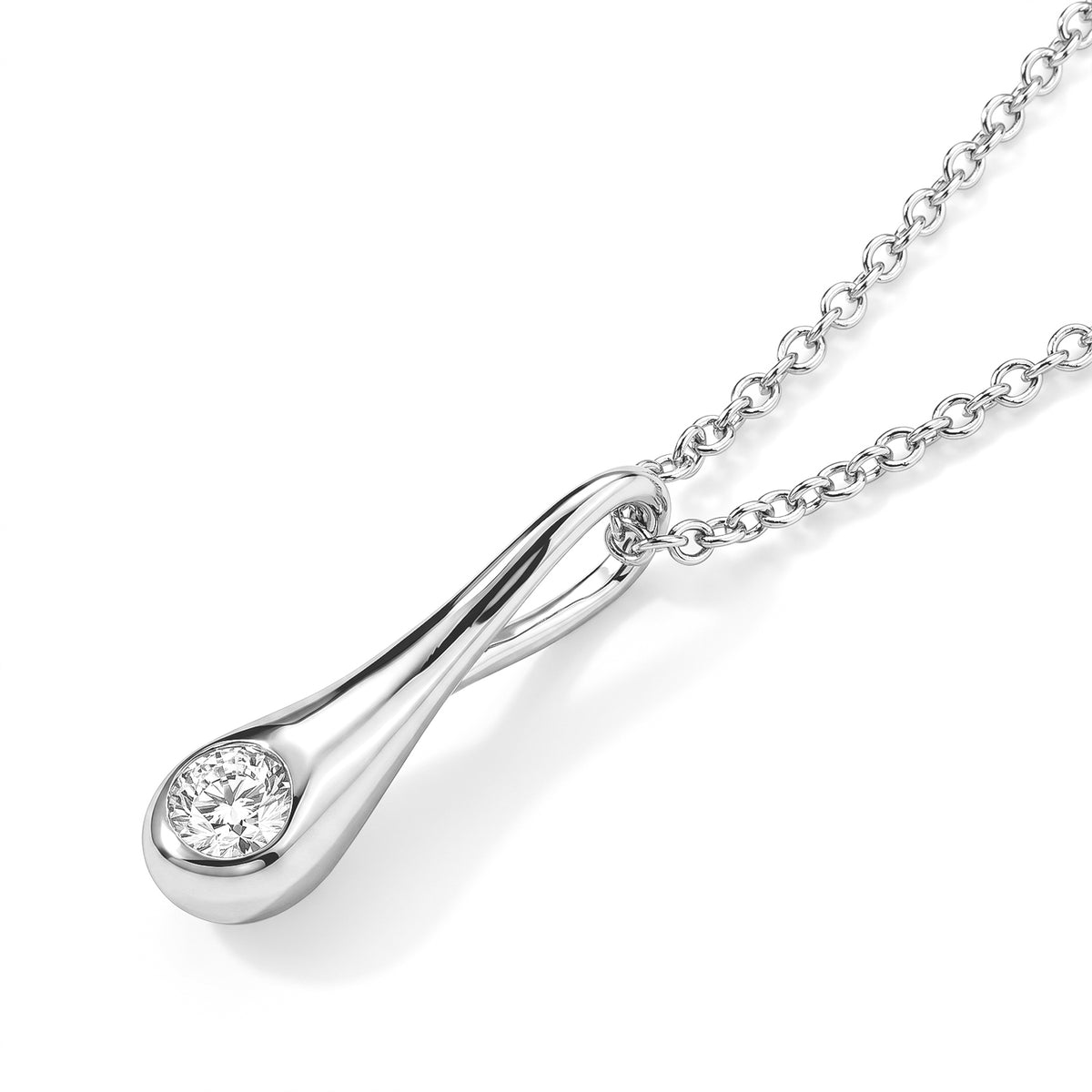 Lucy Q - Lab Grown Diamond Teardrop Pendant with Chain (Size - 16-18) in Rhodium Overlay Sterling Silver 0.25 Ct. 4538690 3
