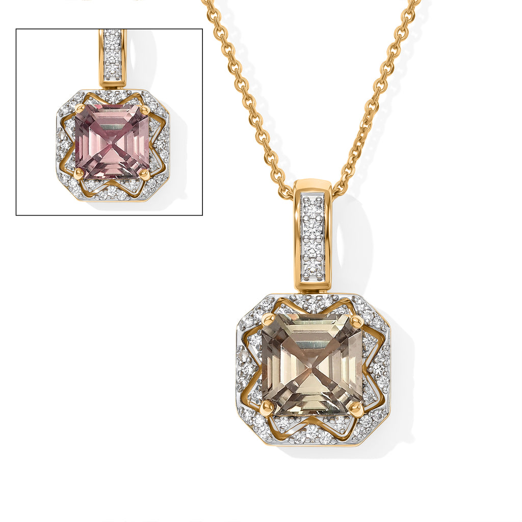 Turkizite,  White Zircon,  Kanchanaburi Blue Sapphire Pendant with Chain (Size 20) in 18K YG Vermeil Sterling Silver 1.47 ct  Silver Wt. 5 Gms  3.470  Ct._4538760