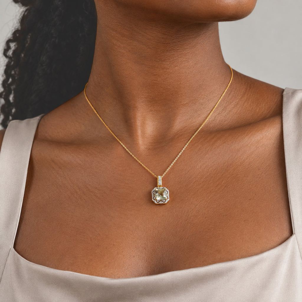Turkizite,  White Zircon,  Kanchanaburi Blue Sapphire Pendant with Chain (Size 20) in 18K YG Vermeil Sterling Silver 1.47 ct  Silver Wt. 5 Gms  3.470  Ct._4538760_3