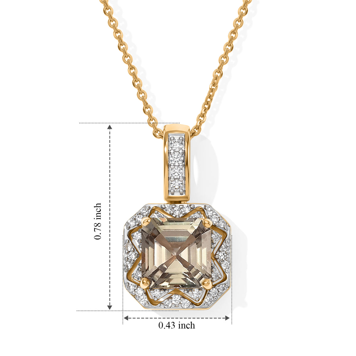 GP - AAA Turkizite, White Zircon &amp; Blue Sapphire Pendant with Chain (Size 20) in 18K Vermeil Yellow Gold Plated Sterling Silver 2.30 Ct. 4538760 7