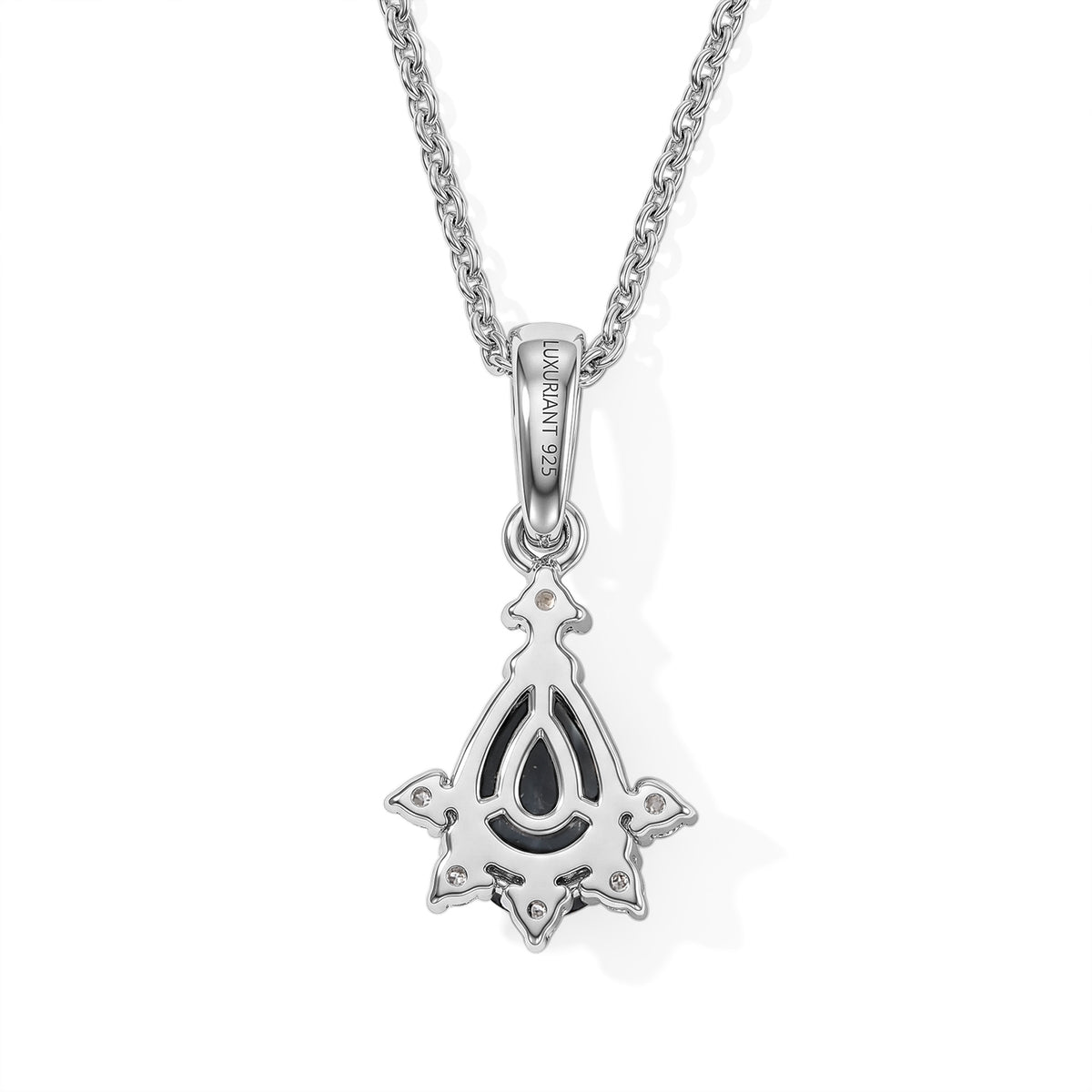 Luxuriant - AAA Lab Grown Alexandrite &amp; White Zircon Pendant with Chain (Size 20) in Rhodium Overlay Sterling Silver 0.80 Ct. 4538763 5