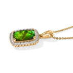 D'Joy - Ammolite & Natural White Diamond Pendant with Chain (Size 20) in 18K Vermeil Yellow Gold Plated Sterling Silver 3.30 Ct._4538775_3