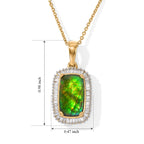 D'Joy - Ammolite & Natural White Diamond Pendant with Chain (Size 20) in 18K Vermeil Yellow Gold Plated Sterling Silver 3.30 Ct._4538775_5