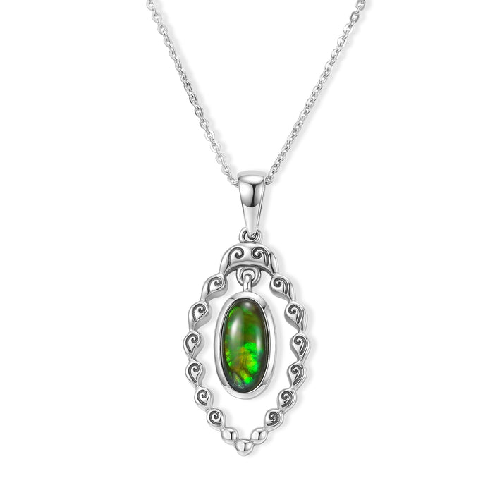 D'Joy - Ammolite Pendant with Chain (Size 20) in Rhodium Overlay Sterling Silver 1.70 Ct. 4538801 1