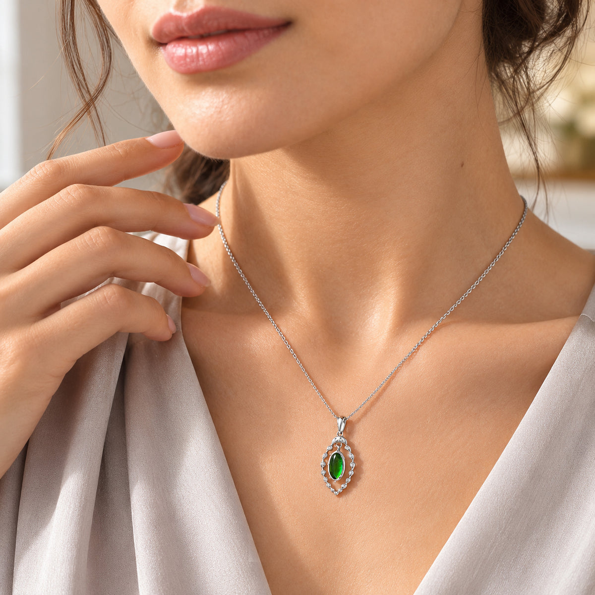 D'Joy - Ammolite Pendant with Chain (Size 20) in Rhodium Overlay Sterling Silver 1.70 Ct. 4538801 1