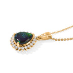Luxuriant - Ammolite & Lab Grown Diamond (SI/G-H) Pendant with Chain (Size 20) in 18K Vermeil Yellow Gold Plated Sterling Silver 2.80 Ct._4538803_3