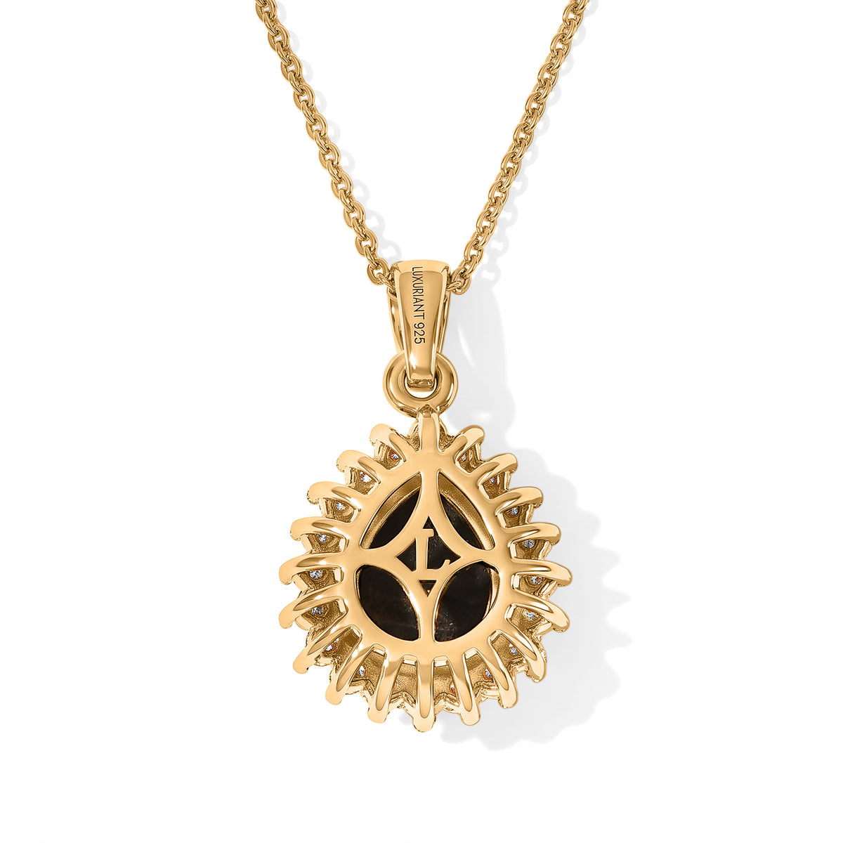 Luxuriant - Ammolite &amp; Lab Grown Diamond (SI-G-H) Pendant with Chain (Size 20) in 18K Vermeil Yellow Gold Plated Sterling Silver 2.80 Ct. 4538803 4