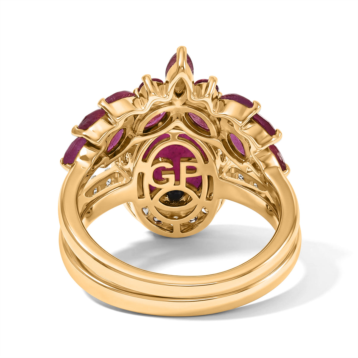 Set of 2 -  African Ruby,  White Zircon,  Kanchanaburi Blue Sapphire Stackable Ring in 18K YG Vermeil Sterling Silver 2.39 ct  Silver Wt. 6 Gms  6.383  Ct. 4538828 6