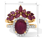 Set of 2 -  African Ruby,  White Zircon,  Kanchanaburi Blue Sapphire Stackable Ring in 18K YG Vermeil Sterling Silver 2.39 ct  Silver Wt. 6 Gms  6.383  Ct._4538829_8