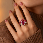 Set of 2 -  African Ruby,  White Zircon,  Kanchanaburi Blue Sapphire Stackable Ring in 18K YG Vermeil Sterling Silver 2.39 ct  Silver Wt. 6 Gms  6.383  Ct._4538830_2