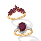 Set of 2 -  African Ruby,  White Zircon,  Kanchanaburi Blue Sapphire Stackable Ring in 18K YG Vermeil Sterling Silver 2.39 ct  Silver Wt. 6 Gms  6.383  Ct._4538831_4