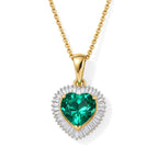 Luxuriant - AAA Lab Grown Columbian Emerald & Lab Grown Diamond (SI/G-H) Pendant with Chain (Size 20) in 18K Vermeil Yellow Gold Plated Sterling Silver 4.40 Ct._4538920