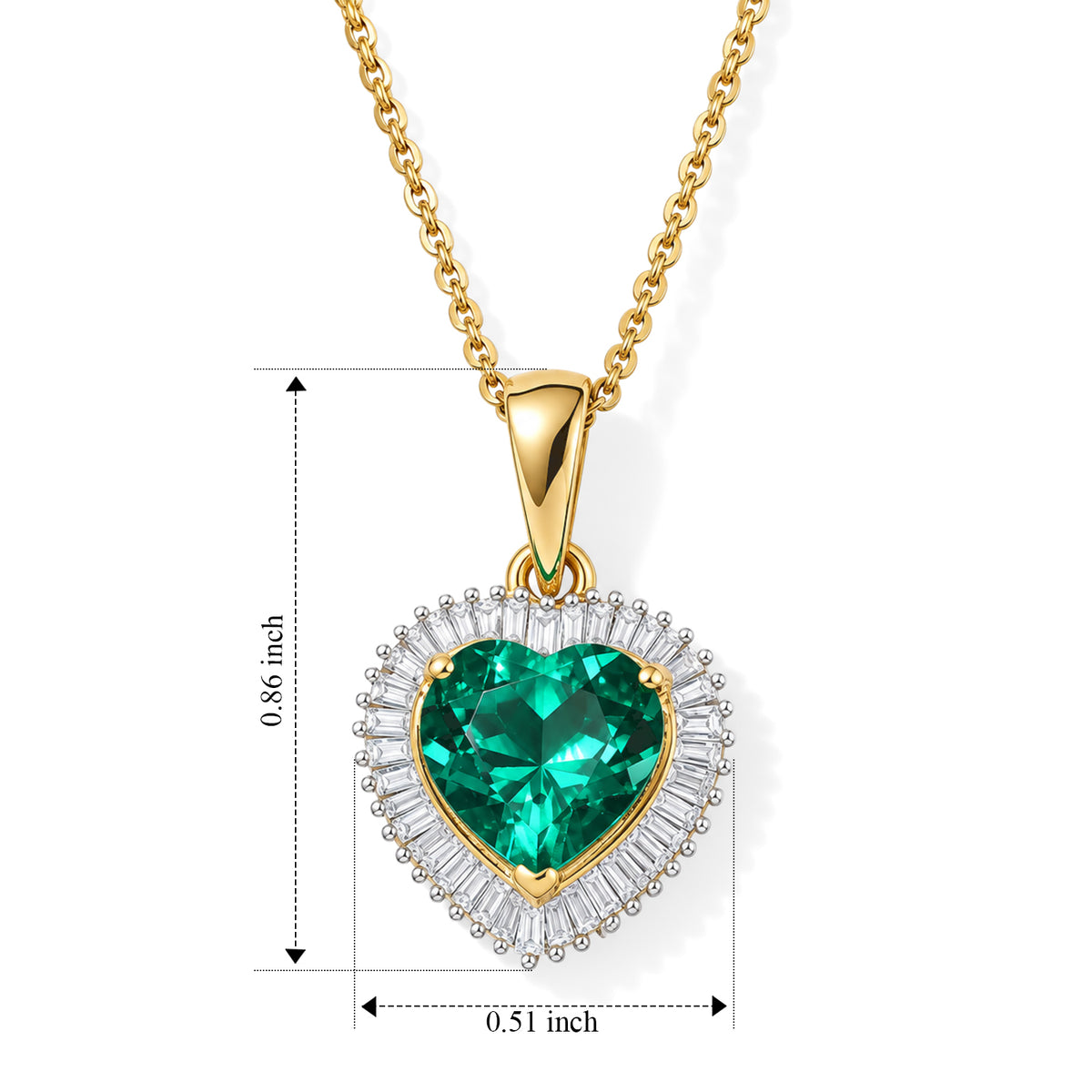 Luxuriant - AAA Lab Grown Columbian Emerald &amp; Lab Grown Diamond (SI-G-H) Pendant with Chain (Size 20) in 18K Vermeil Yellow Gold Plated Sterling Silver 4.40 Ct. 4538920 5