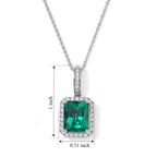 Luxuriant - AAA Lab Grown Columbian Emerald & Lab Grown Diamond (SI/G-H) Pendant with Chain (Size 20) in Rhodium Overlay Sterling Silver 3.30 Ct._4538924_5