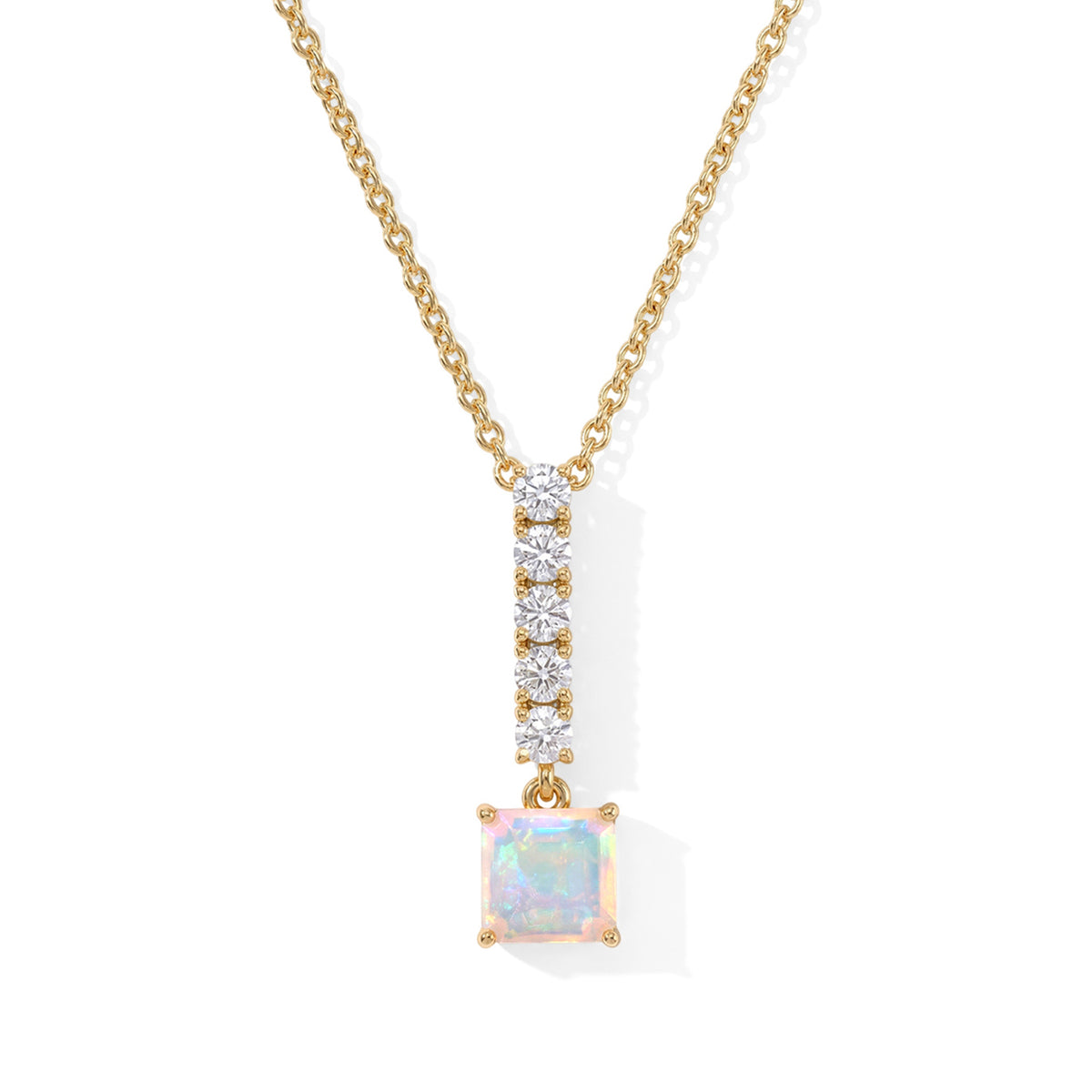 Ethiopian Opal,  Moissanite Pendant with Chain (Size 20) Mix Metal 0.50 ct  1.600  Ct. 4538936 0