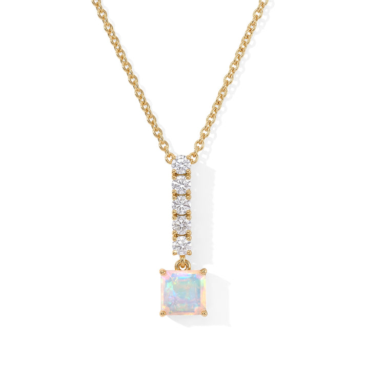 D'Joy - Ethiopian Opal &amp; Moissanite Pendant in Yellow Gold Plated with Chain (Size 20) 1.60 Ct. 4538936 1