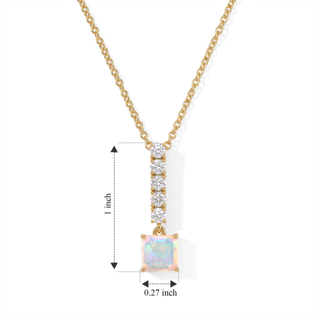 Ethiopian Opal,  Moissanite Pendant with Chain (Size 20) Mix Metal 0.50 ct  1.600  Ct._4538936_5