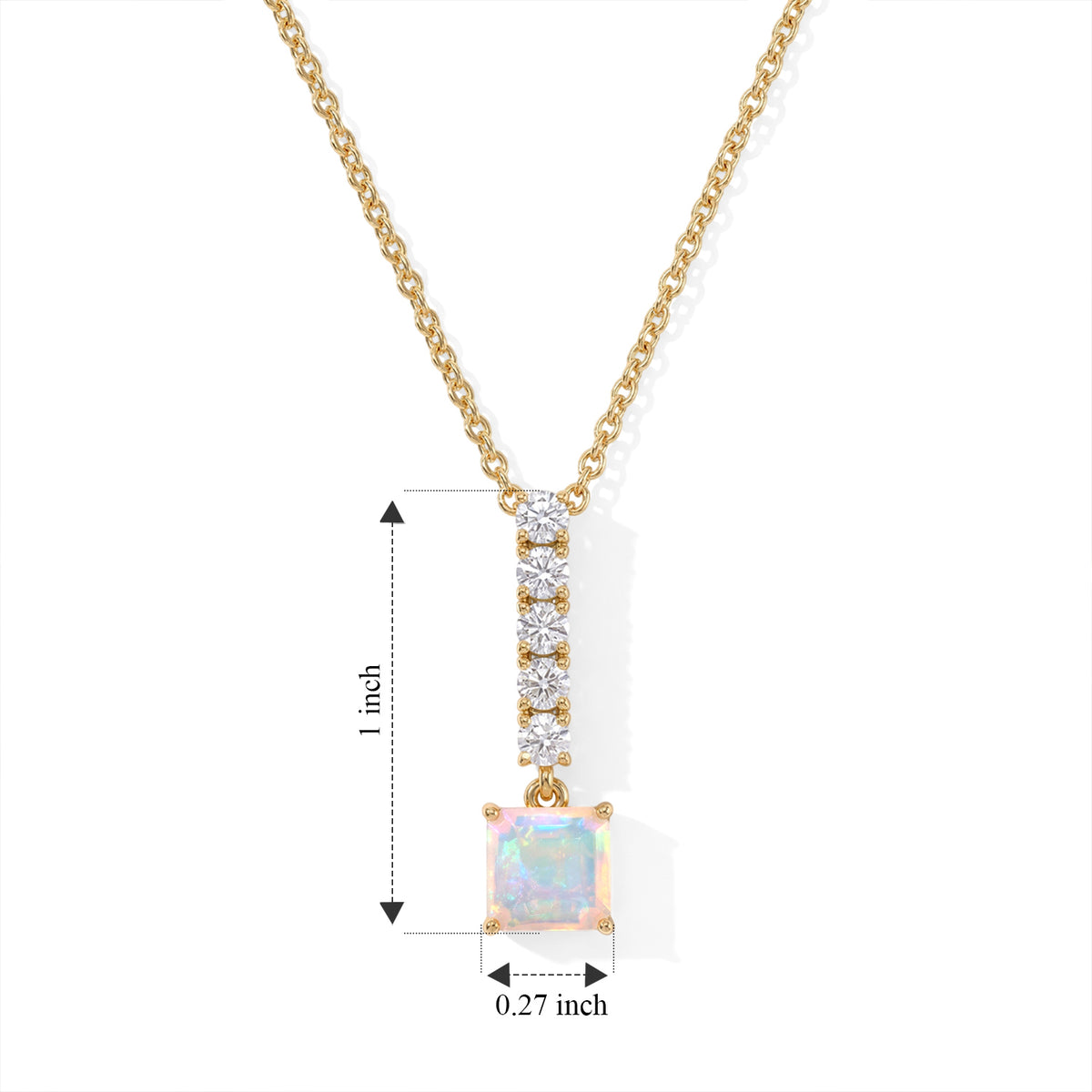 Ethiopian Opal,  Moissanite Pendant with Chain (Size 20) Mix Metal 0.50 ct  1.600  Ct. 4538936 5