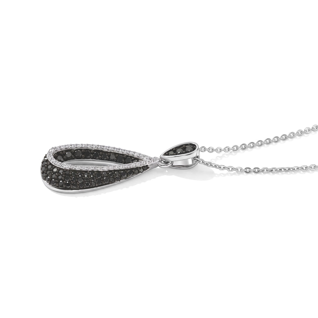 Black Diamond,  White Diamond Pendant with Torn Chain 19DC (Size 20) in Rhodium Overlay Sterling Silver 0.48 ct  0.500  Ct._4538989_3