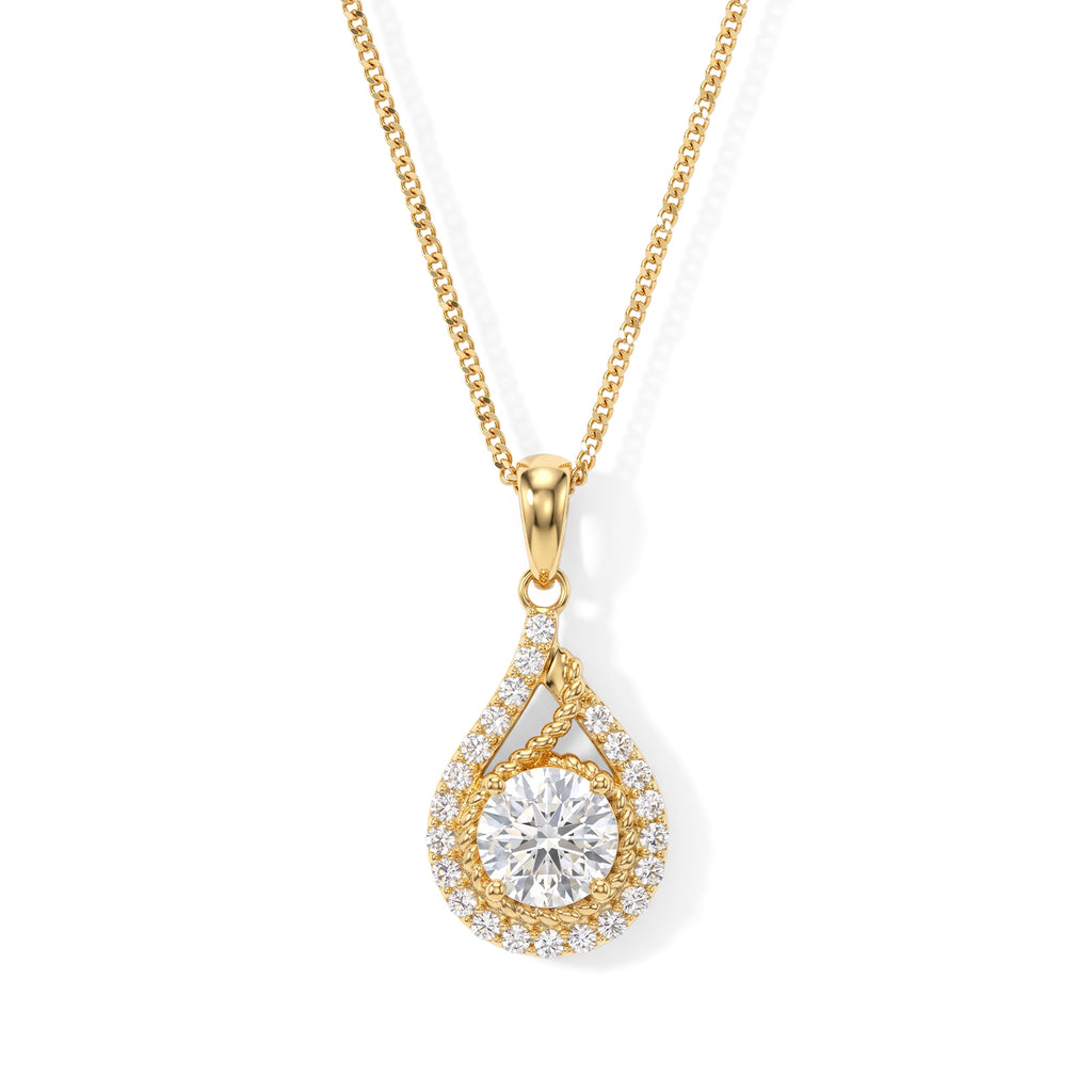 D'Joy - Moissanite Pendant with Chain (Size 18) in Yellow Gold Plated Sterling Silver 1.50 Ct._4539007