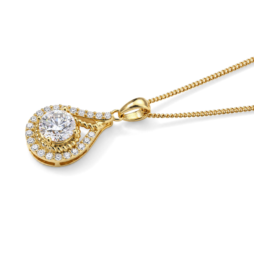 D'Joy - Moissanite Pendant with Chain (Size 18) in Yellow Gold Plated Sterling Silver 1.50 Ct._4539007_3