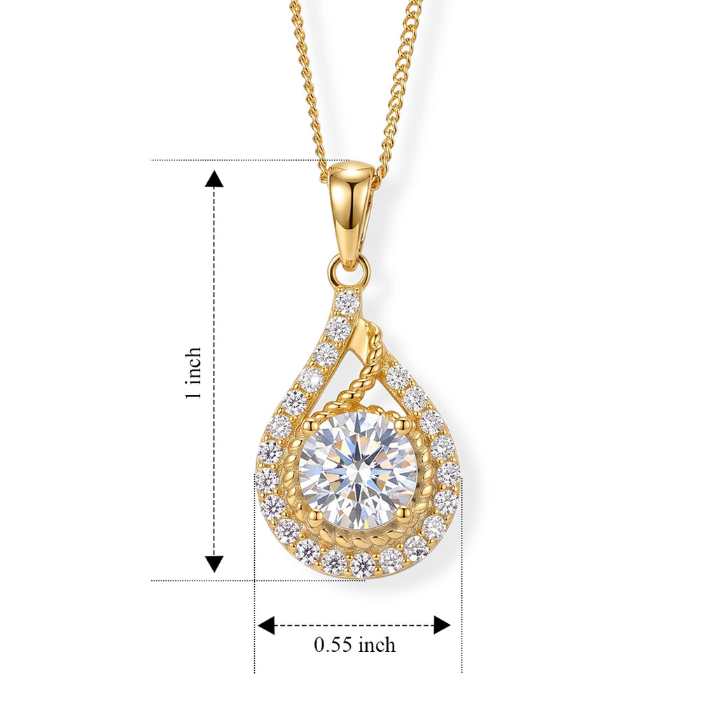 D'Joy - Moissanite Pendant with Chain (Size 18) in Yellow Gold Plated Sterling Silver 1.50 Ct._4539007_6