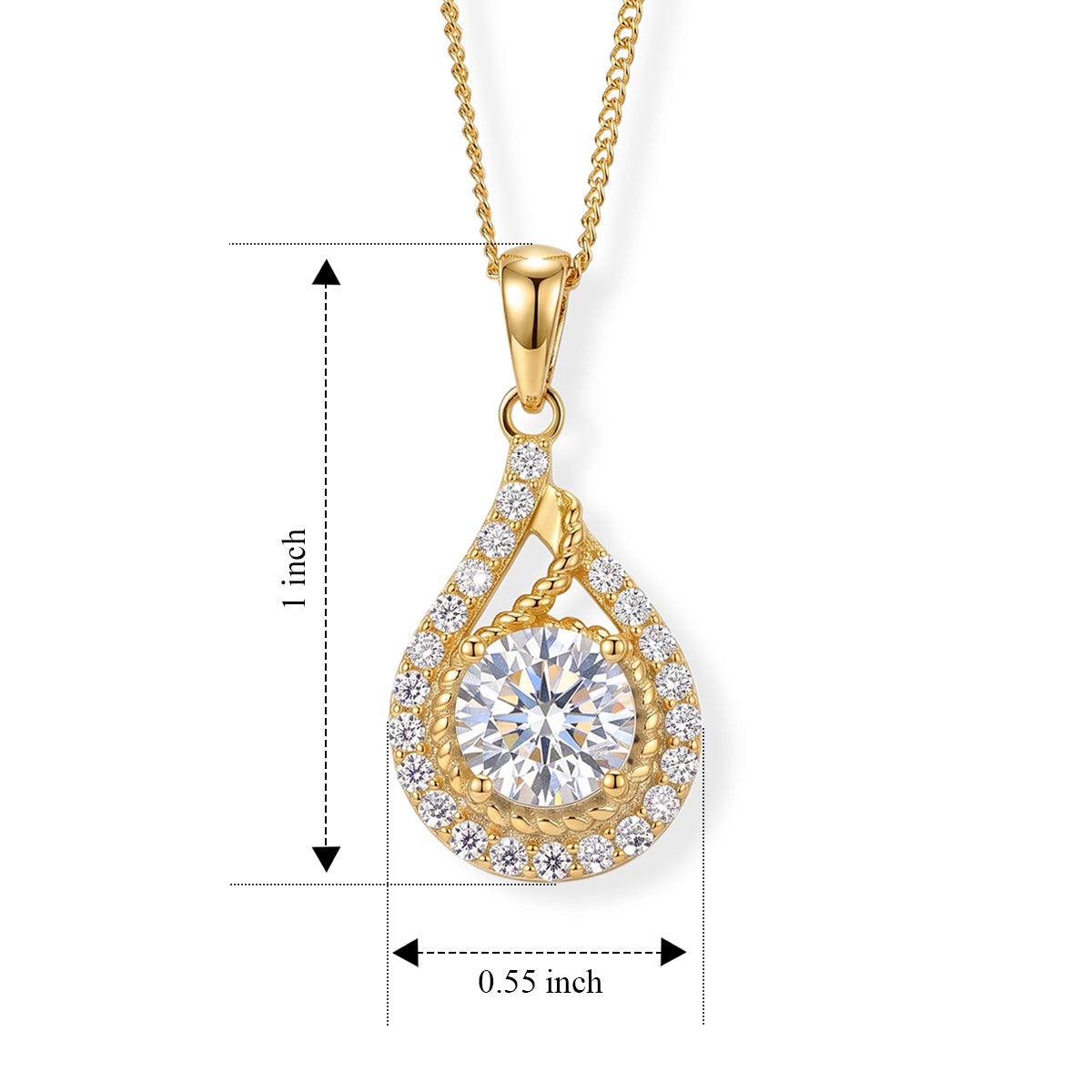 D'Joy - Moissanite Pendant with Chain (Size 18) in Yellow Gold Plated Sterling Silver 1.50 Ct. 4539007 6
