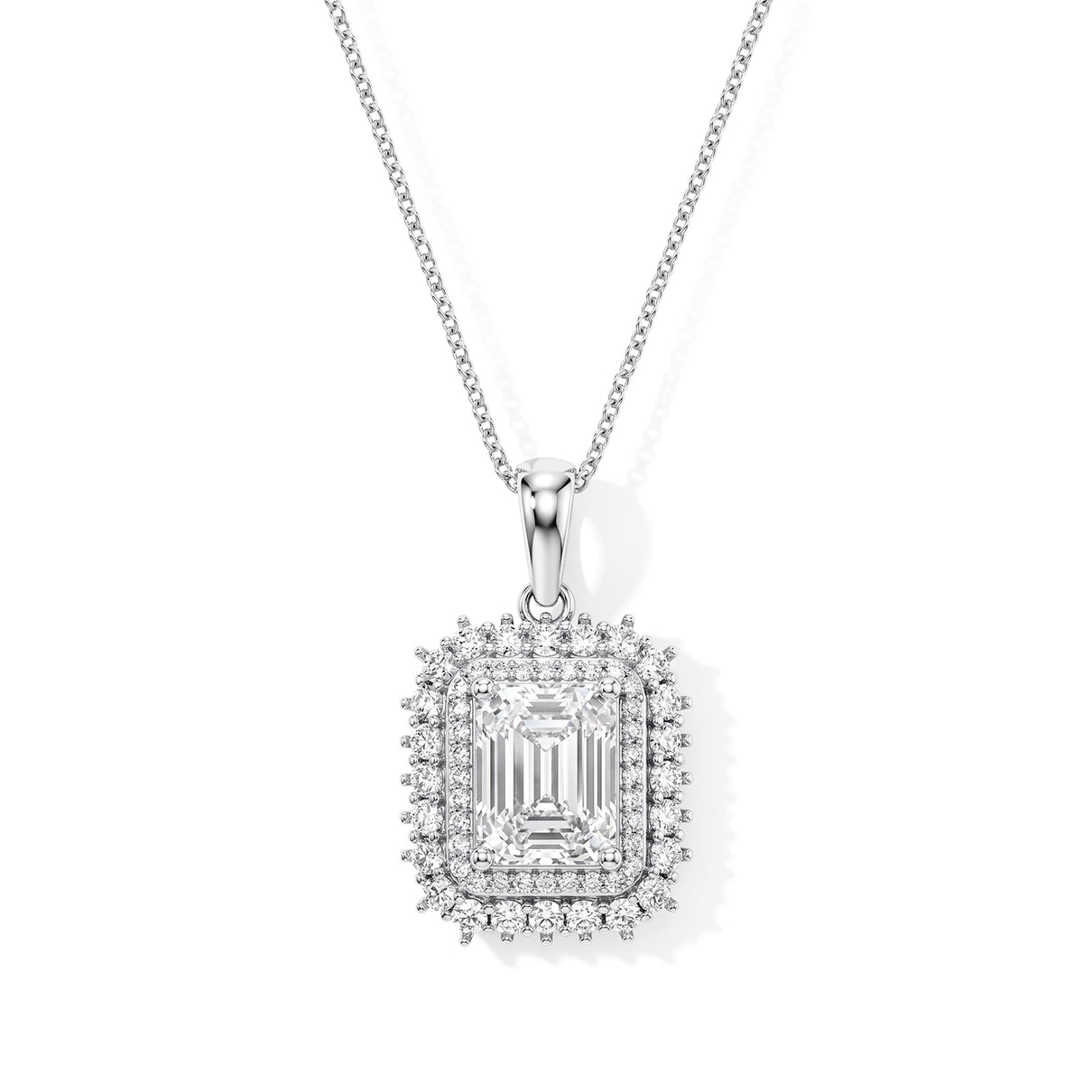 D'Joy - Moissanite Pendant with Chain (Size 18) in Rhodium Overlay Sterling Silver 3.55 Ct. 4539008 0
