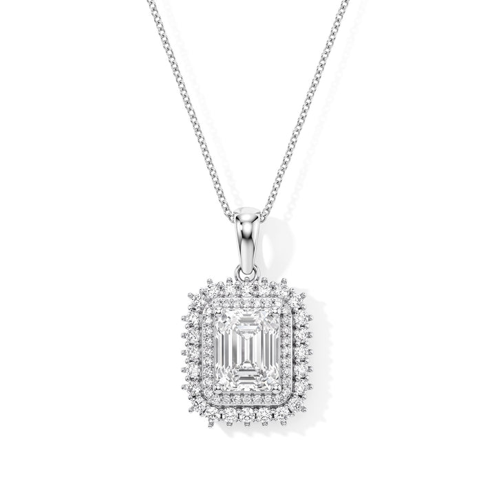 D'Joy - Moissanite Pendant with Chain (Size 18) in Rhodium Overlay Sterling Silver 3.55 Ct. 4539008 1
