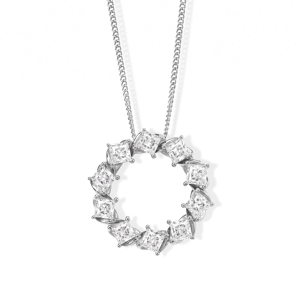 D'Joy - Moissanite Pendant with Chain (Size 18) in Rhodium Overlay Sterling Silver 1.70 Ct. 4539009 0