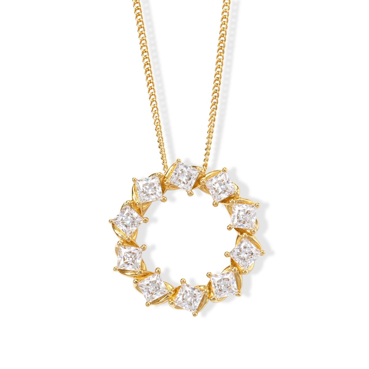 D'Joy - Moissanite Pendant with Chain (Size 18) in Yellow Gold Plated Sterling Silver 1.70 Ct. 4539010 0